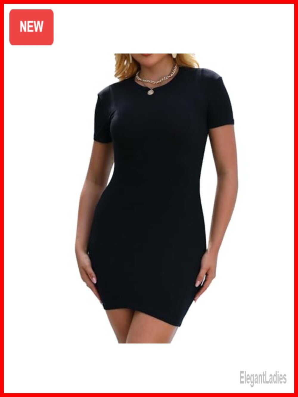 Women's Short Sleeve Bodycon Mini Dress Casual Summer Slim Fit - Picture 1 of 4